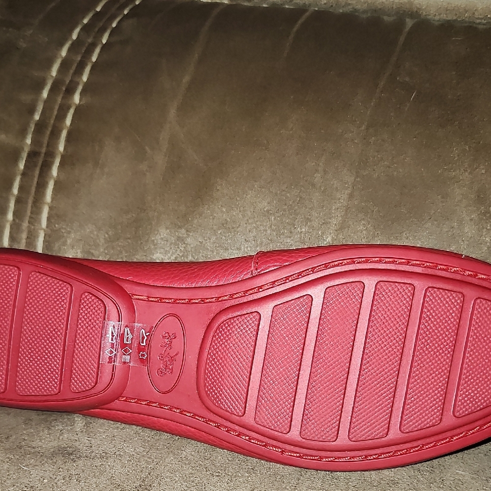 Coach Red Leather Loafers with Tassels - Picture 3 of 4